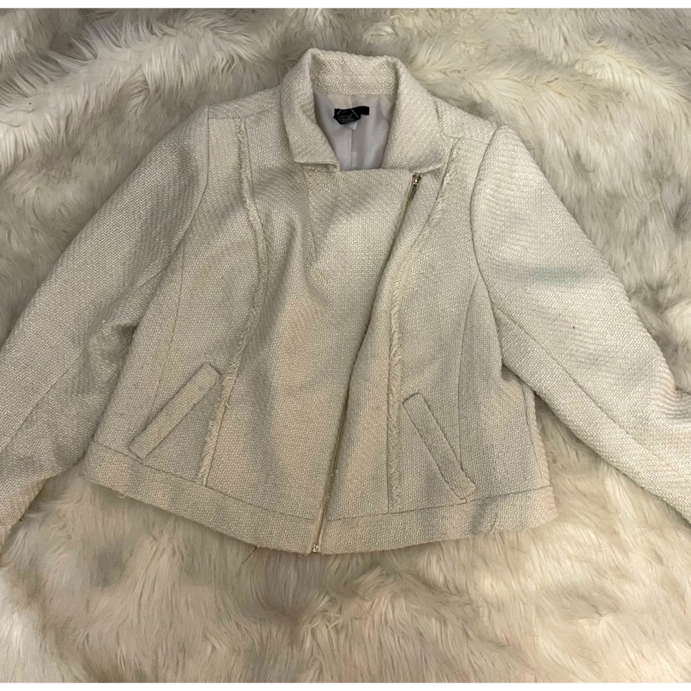 Lane Bryant Lined Tweed Jacket - Ivory Sz 18